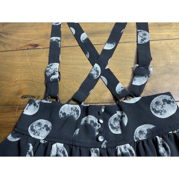 Hot Topic Moon Phase Suspender Skirt Button Front Black Gray Size Small SM - Picture 4 of 13